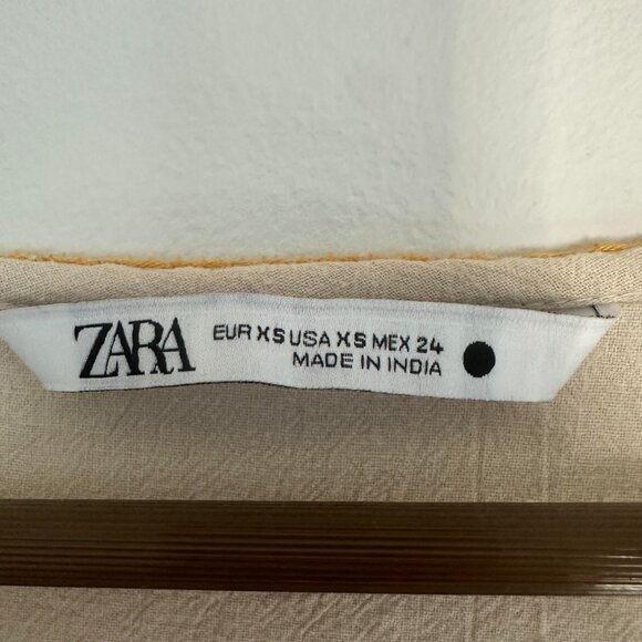 Zara Romy Tunic Mini Dress Embroidered Floral Linen Blend Boho - XS - Picture 6 of 10